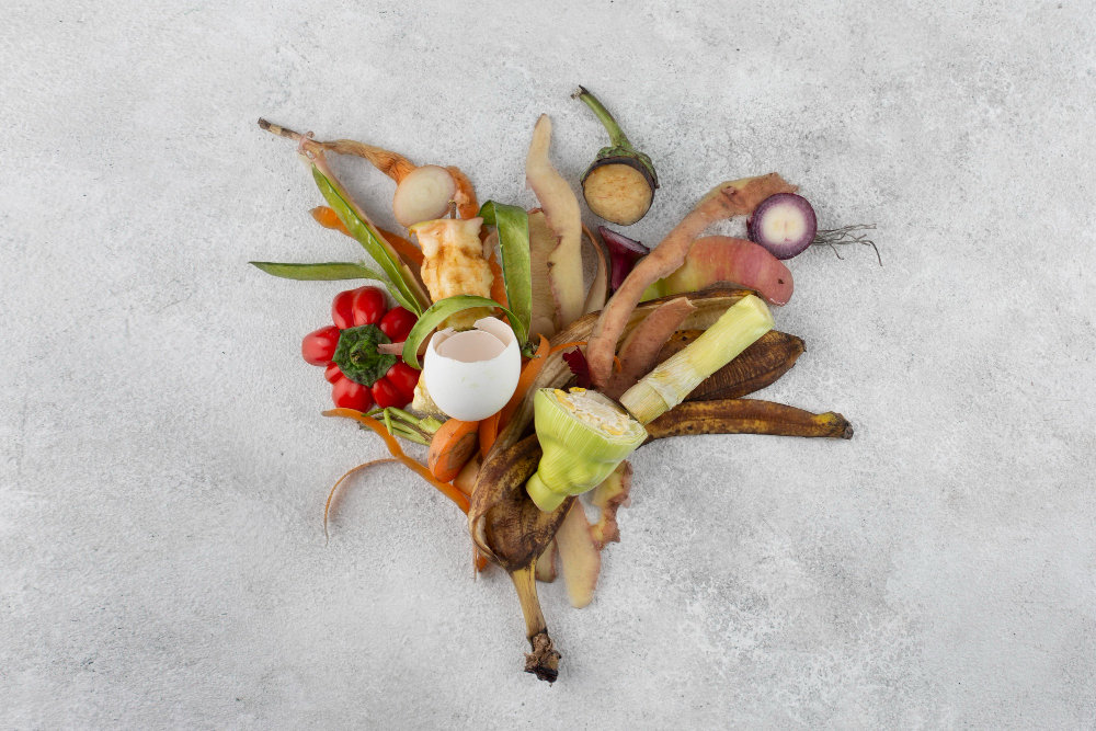 Healthy compost heap with garden waste